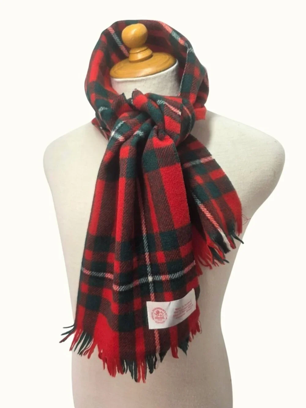 Vintage Welsh Margetson & Co London Wool Tartan Scarf Made in Scotland 48x11